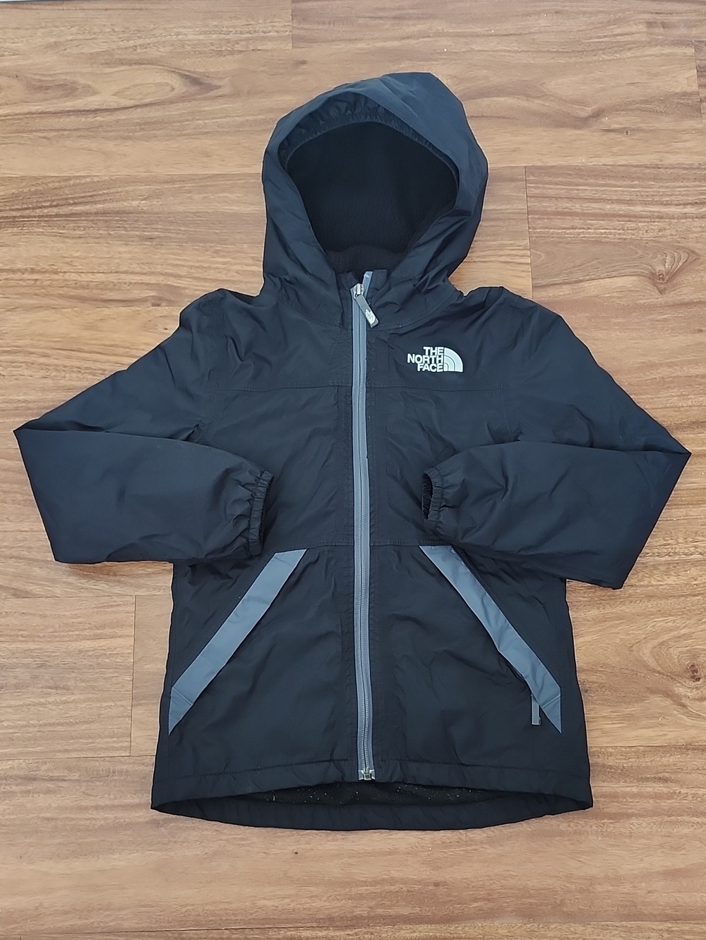 The North Face Black Kids Hooded Jacket with Gray Accents Girls S 7/8